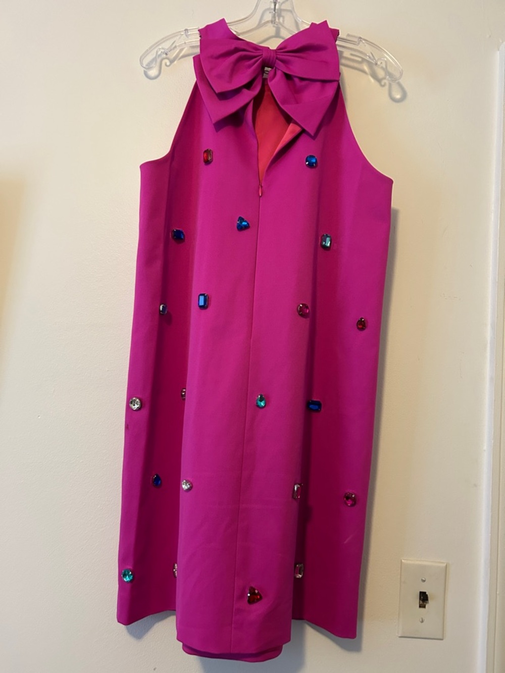 kate spade- Fuchsia Jewel-Embellished Halter Dress, W/ Bow Detail, NWT, Size 12 - Picture 8 of 14